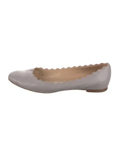 Pre-owned Chloé Leather Ballet Flats In Neutral