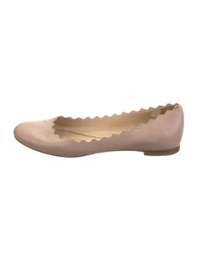 Pre-owned Chloé Leather Ballet Flats In Neutral