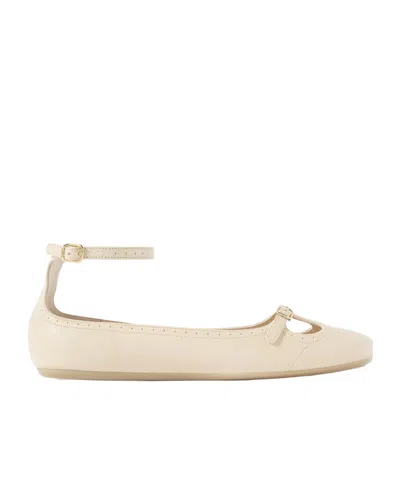Chloé Leather Ballet Flats In Neutral