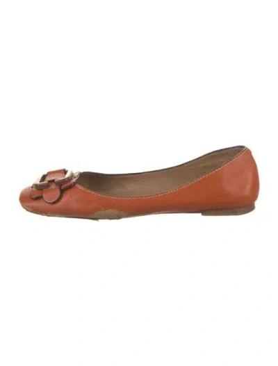 Pre-owned Chloé Leather Ballet Flats In Orange