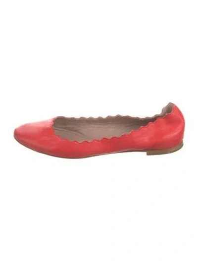Pre-owned Chloé Leather Ballet Flats In Red