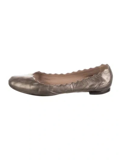 Pre-owned Chloé Leather Ballet Flats In Silver