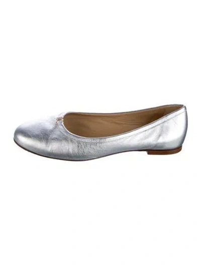 Pre-owned Chloé Leather Ballet Flats In Silver