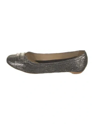 Pre-owned Chloé Leather Ballet Flats In Silver