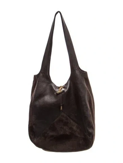 Pre-owned Chloé Leather Balloon Patchwork Suede Leather Tote 2025 In Brown