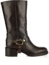 Chloé Leather Biker Boots In Brown