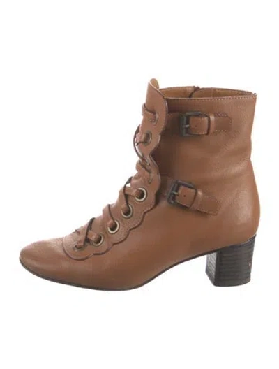 Pre-owned Chloé Leather Boots In Brown