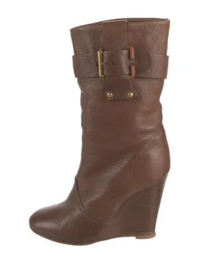 Pre-owned Chloé Leather Boots In Brown