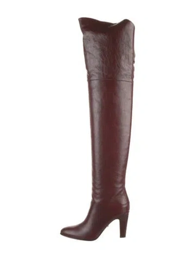 Pre-owned Chloé Leather Boots In Burgundy