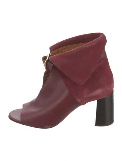 Pre-owned Chloé Leather Boots In Burgundy