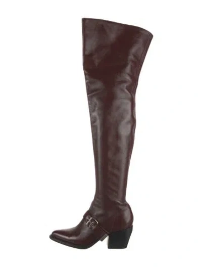 Pre-owned Chloé Leather Boots In Burgundy