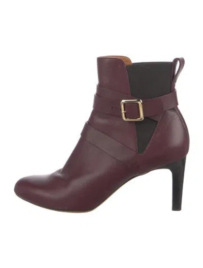 Pre-owned Chloé Leather Boots In Burgundy