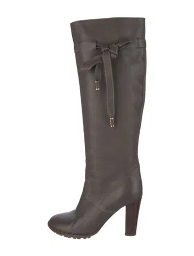 Pre-owned Chloé Leather Boots In Gray
