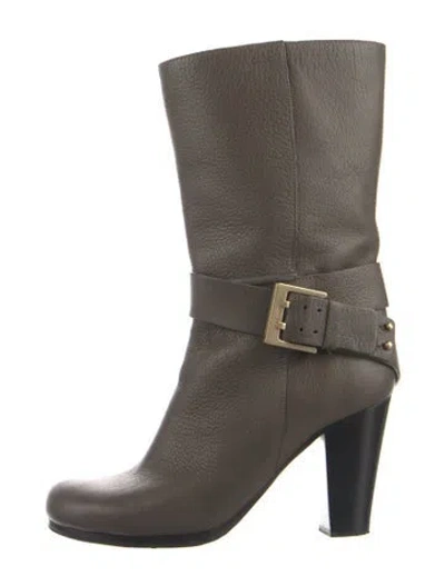 Pre-owned Chloé Leather Boots In Gray