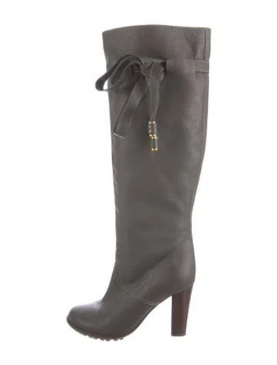 Pre-owned Chloé Leather Boots In Gray