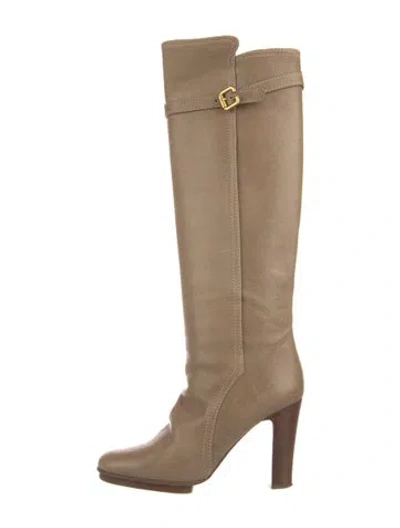 Pre-owned Chloé Leather Boots In Neutral