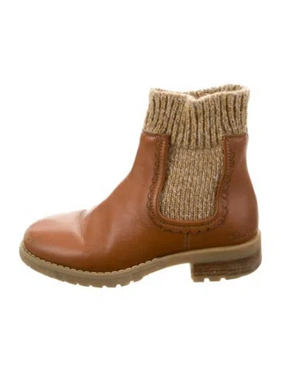 Pre-owned Chloé Babies' Leather Boots In Neutral