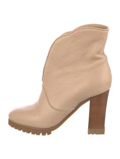 Pre-owned Chloé Leather Boots In Neutral