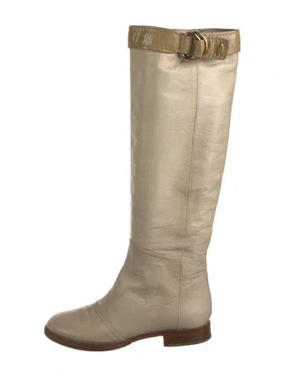 Pre-owned Chloé Leather Boots In Neutral