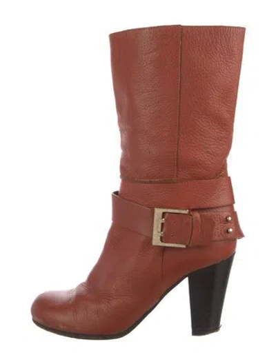 Pre-owned Chloé Leather Boots In Orange