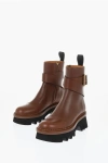 Chloé Leather Boots With Buckle Detail And Tank Sole