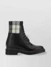 CHLOÉ LEATHER BOOTS WITH FABRIC INSERTS AND A ROUNDED TOE