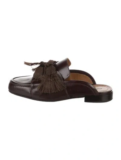 Pre-owned Chloé Leather Bow Accents Mules In Brown
