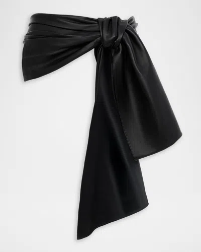 Chloé Leather Bow Belt In Black