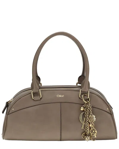 Chloé Leather Bowling Bag In White