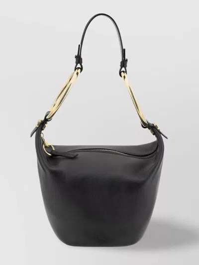 Chloé Bracelet Zip Shoulder Bag In Grained Buffalo Leather In Black