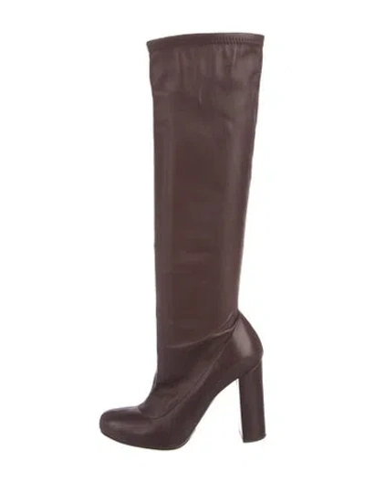 Pre-owned Chloé Leather Braided Accents Boots In Brown