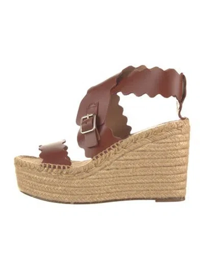 Pre-owned Chloé Leather Braided Accents Espadrilles In Brown