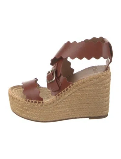 Pre-owned Chloé Leather Braided Accents Espadrilles In Brown