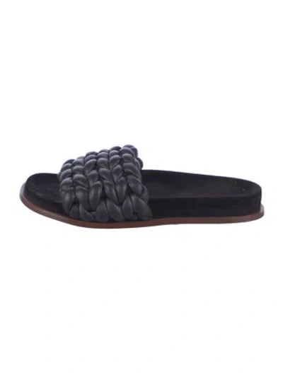 Pre-owned Chloé Leather Braided Accents Slides In Black