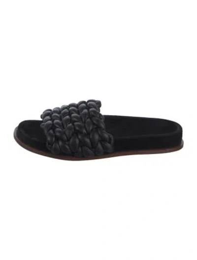 Pre-owned Chloé Leather Braided Accents Slides In Black
