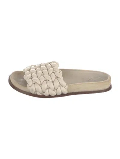 Pre-owned Chloé Leather Braided Accents Slides In Gray