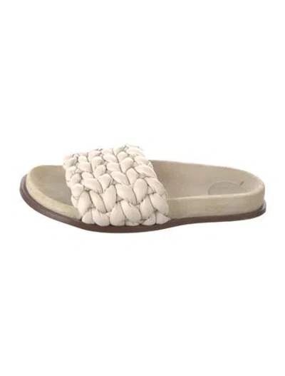 Pre-owned Chloé Leather Braided Accents Slides In Gray