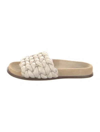 Pre-owned Chloé Leather Braided Accents Slides In White