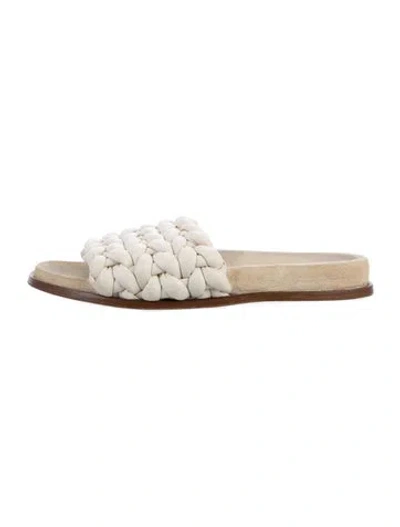 Pre-owned Chloé Leather Braided Accents Slides In White
