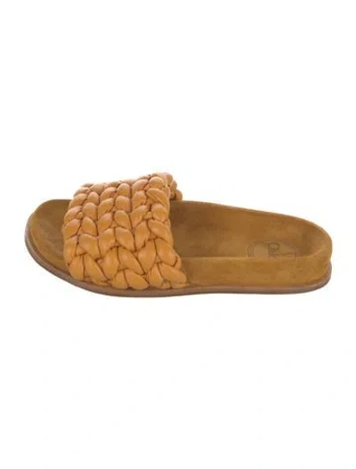 Pre-owned Chloé Leather Braided Accents Slides In Yellow