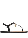 Chloé Leather-buckle Charm Sandals In Black