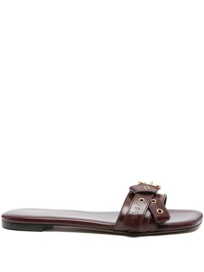 Pre-owned Chloé Leather Buckle Sandals In Red