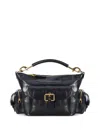 Chloé Camera Bag Black Shoulder Bag With Logo Buckle And Removable Handle In Leather Woman In Black