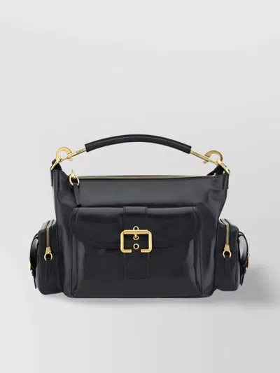 Chloé Leather Camera Handbag Adjustable Strap In Black