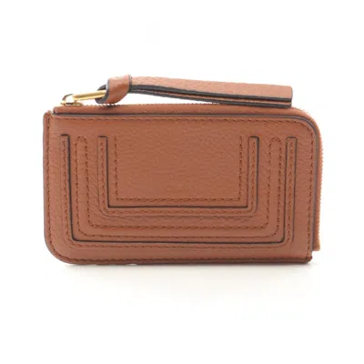 Pre-owned Chloé Leather Card Case () In Brown