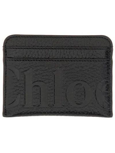 Chloé Leather Card Holder In Black