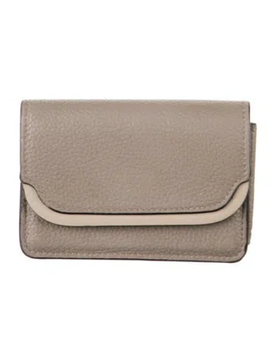 Pre-owned Chloé Leather Card Holder In Grey