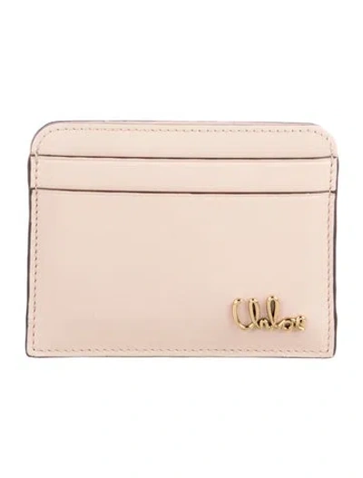 Pre-owned Chloé Leather Card Holder W/ Tags In Neutral