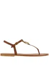 Chloé Leather Thong Sandals Featuring Embellishments In Brown