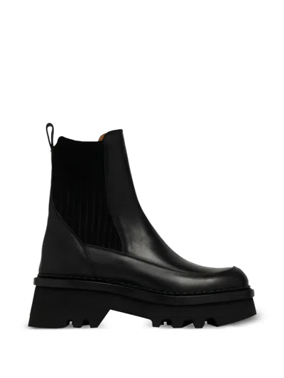 Chloé Leather Chelsea Boots In Black